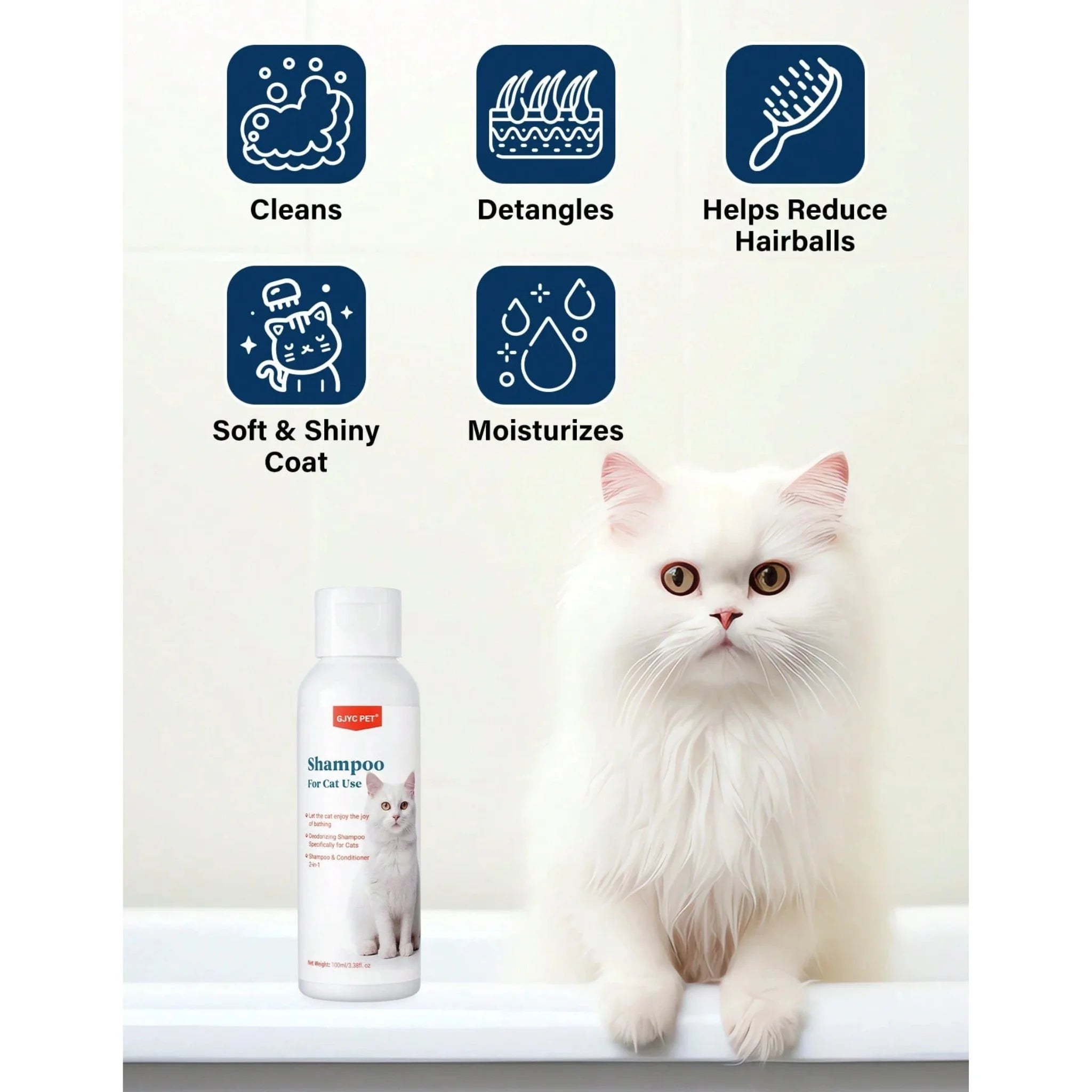 GJYC 2-in-1 Cat Shampoo & Conditioner with Coconut Oil Extract - 3.38 fl. oz.