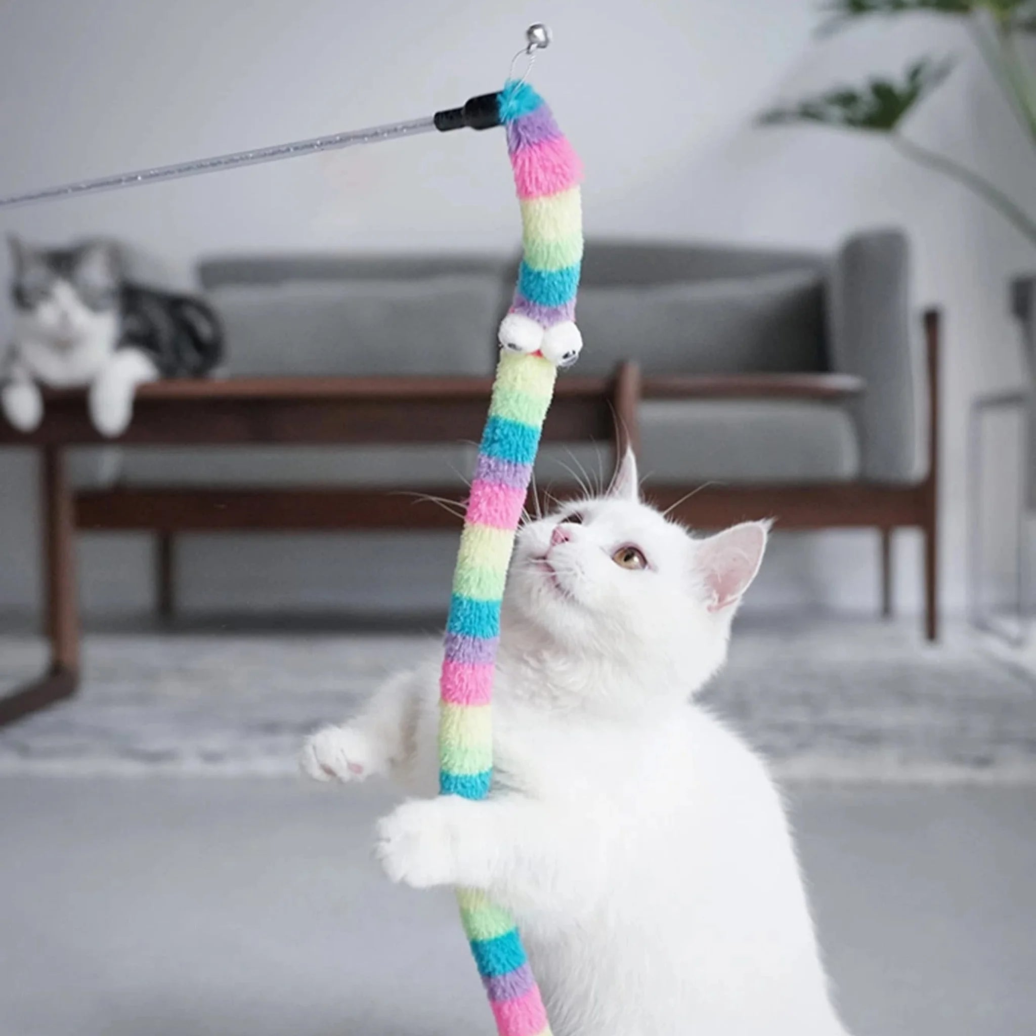 Interactive Eyeball Cat Teaser Wand Toy in Bubblegum Pink