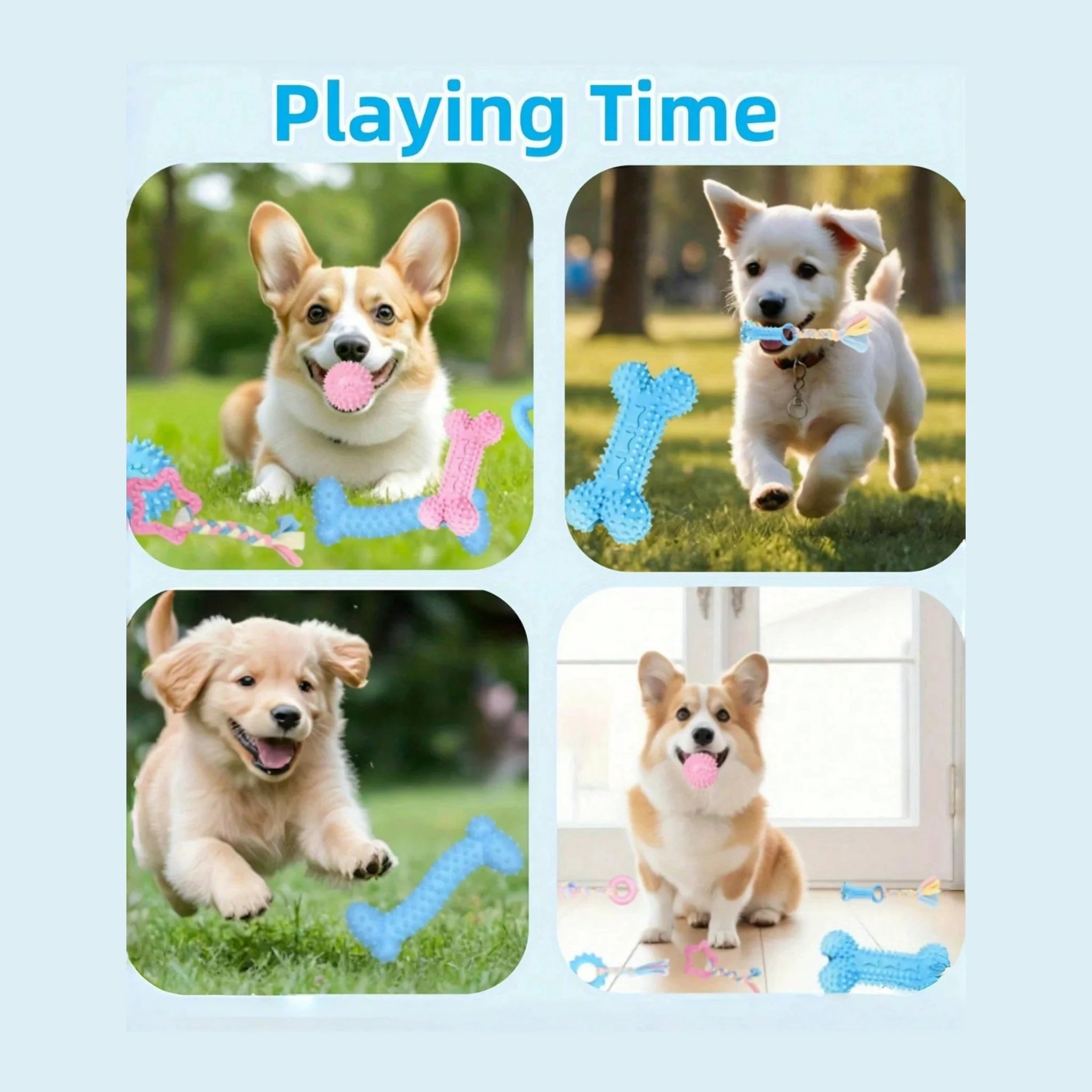 Durable Dog Chew Toy Set - 4 Pieces