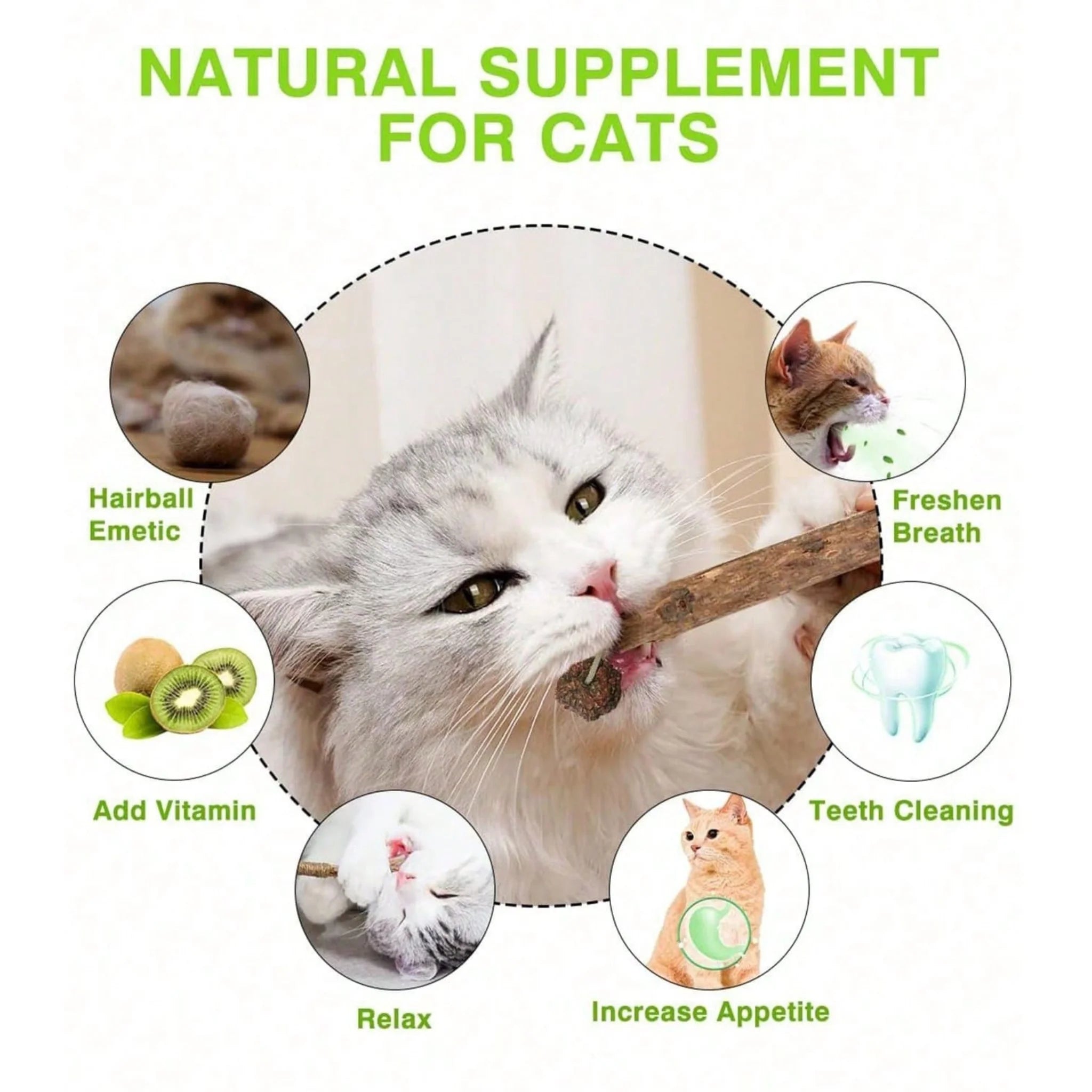 All-Natural 5-Pack Cat Dental Chews & Teeth Cleaning Sticks