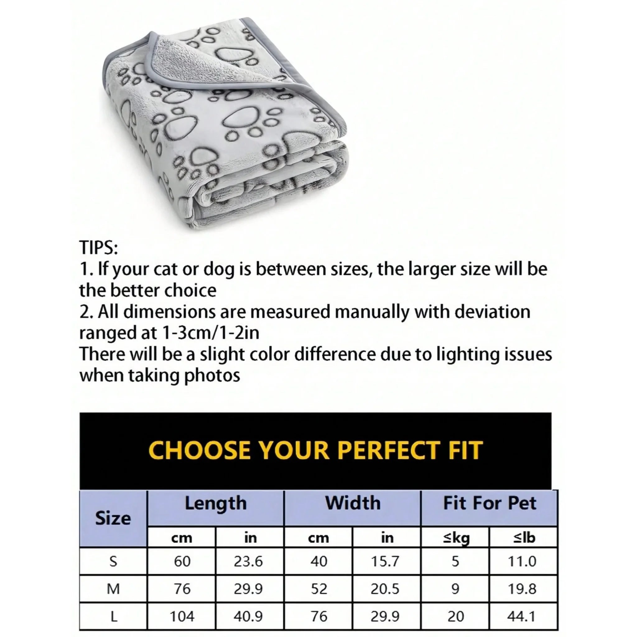 Ultra-Soft Flannel Pet Blanket with Paw Print Design - Medium