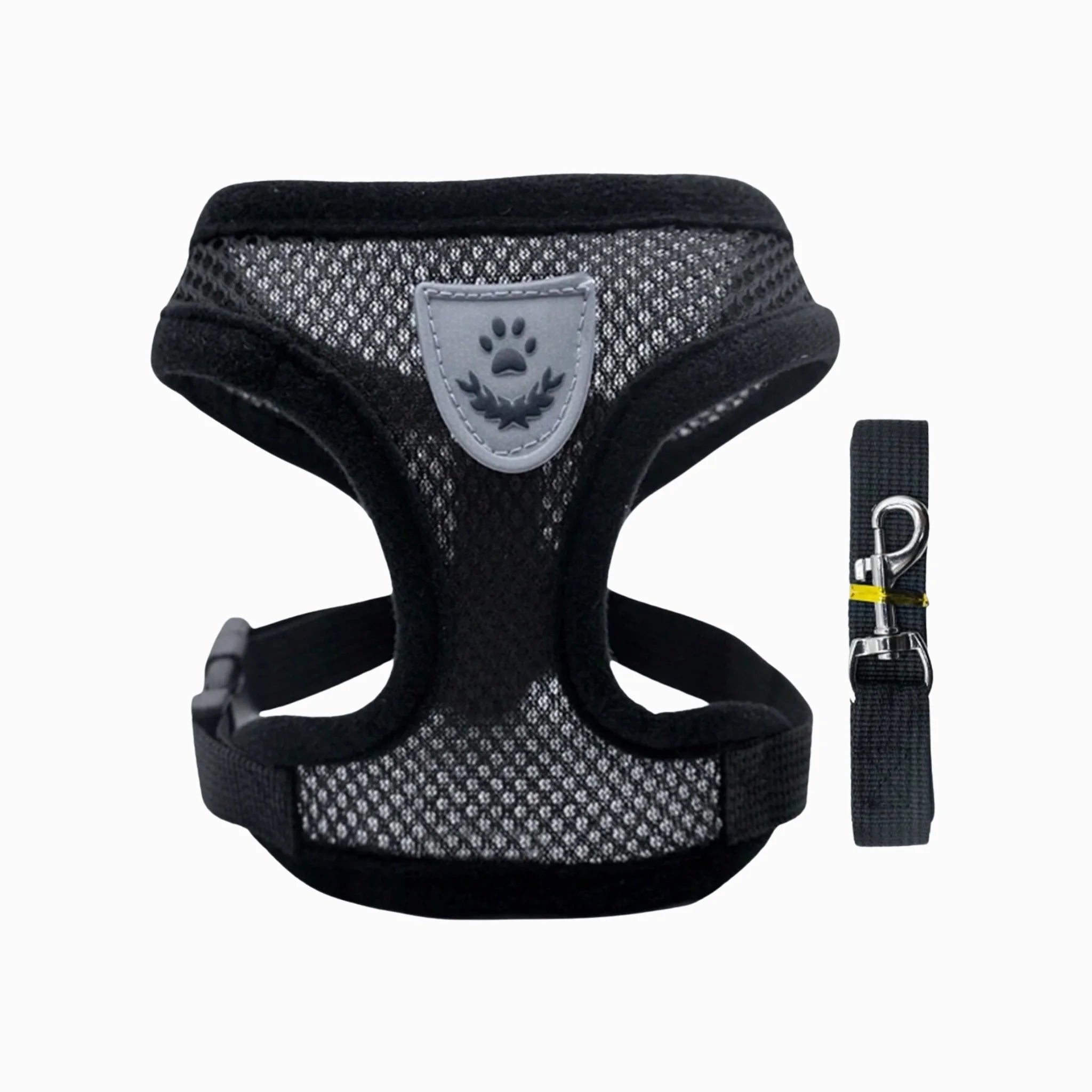 Dog harness with a leash on a white background, Pet product
