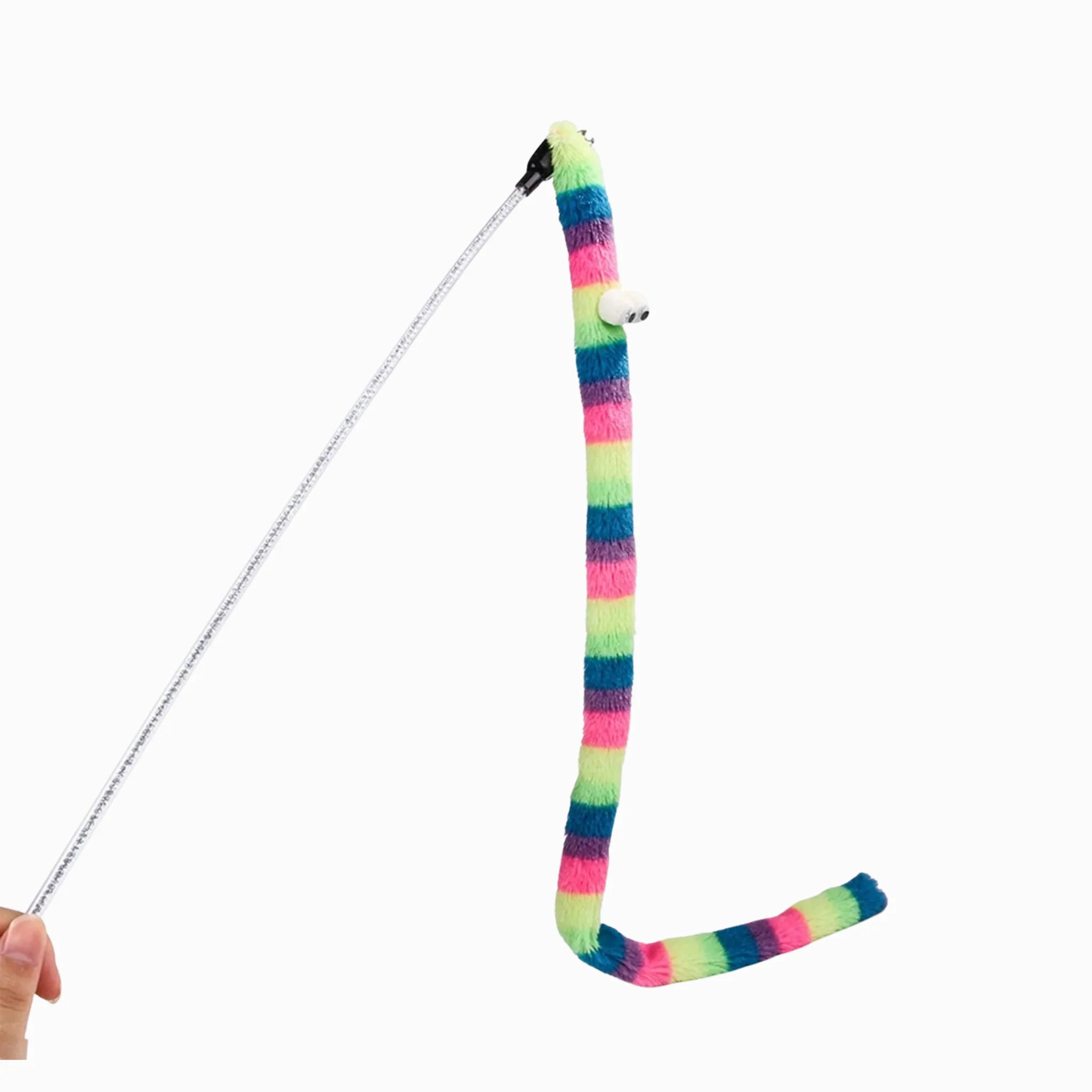 Colorful striped cat toy on a white background