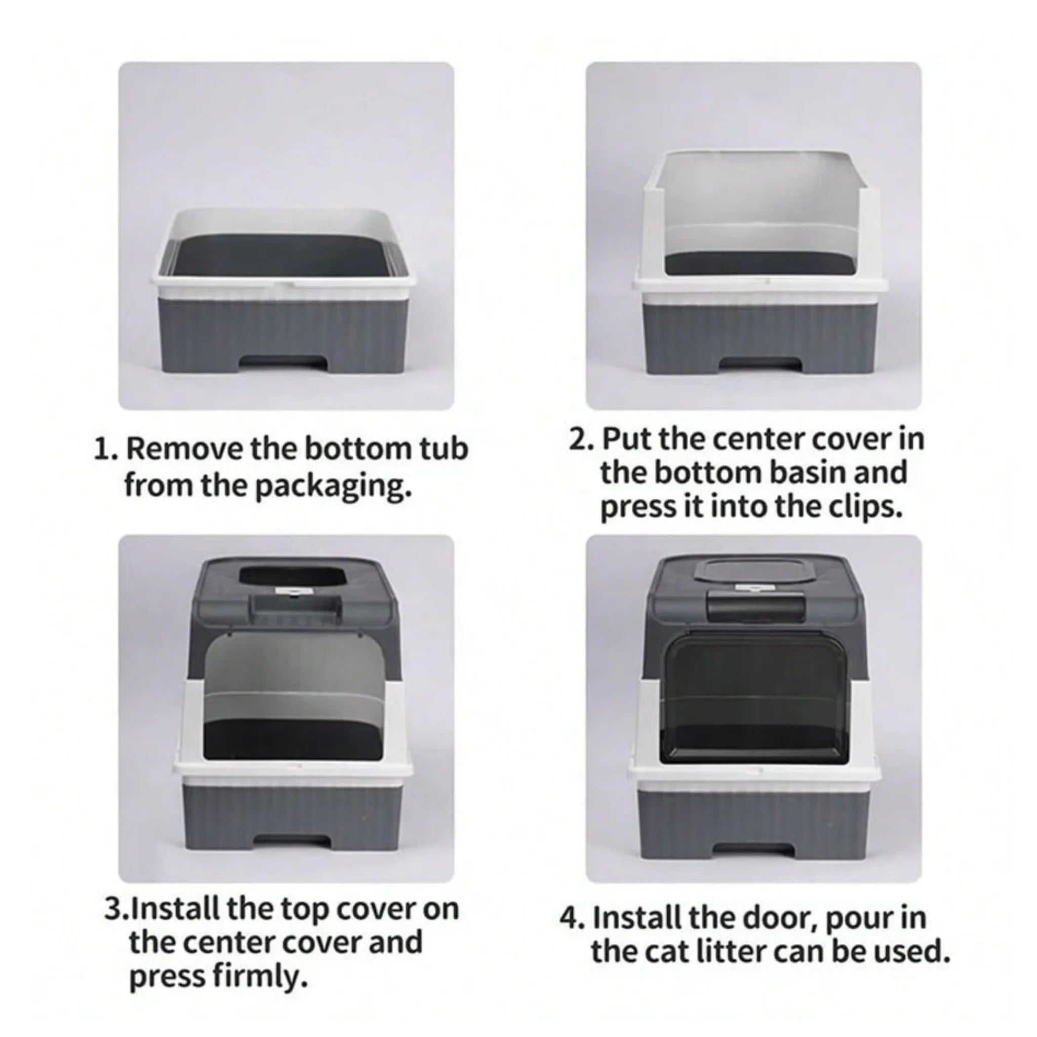 Modern Foldable Cat Litter Box with Privacy Lid - Storm Grey