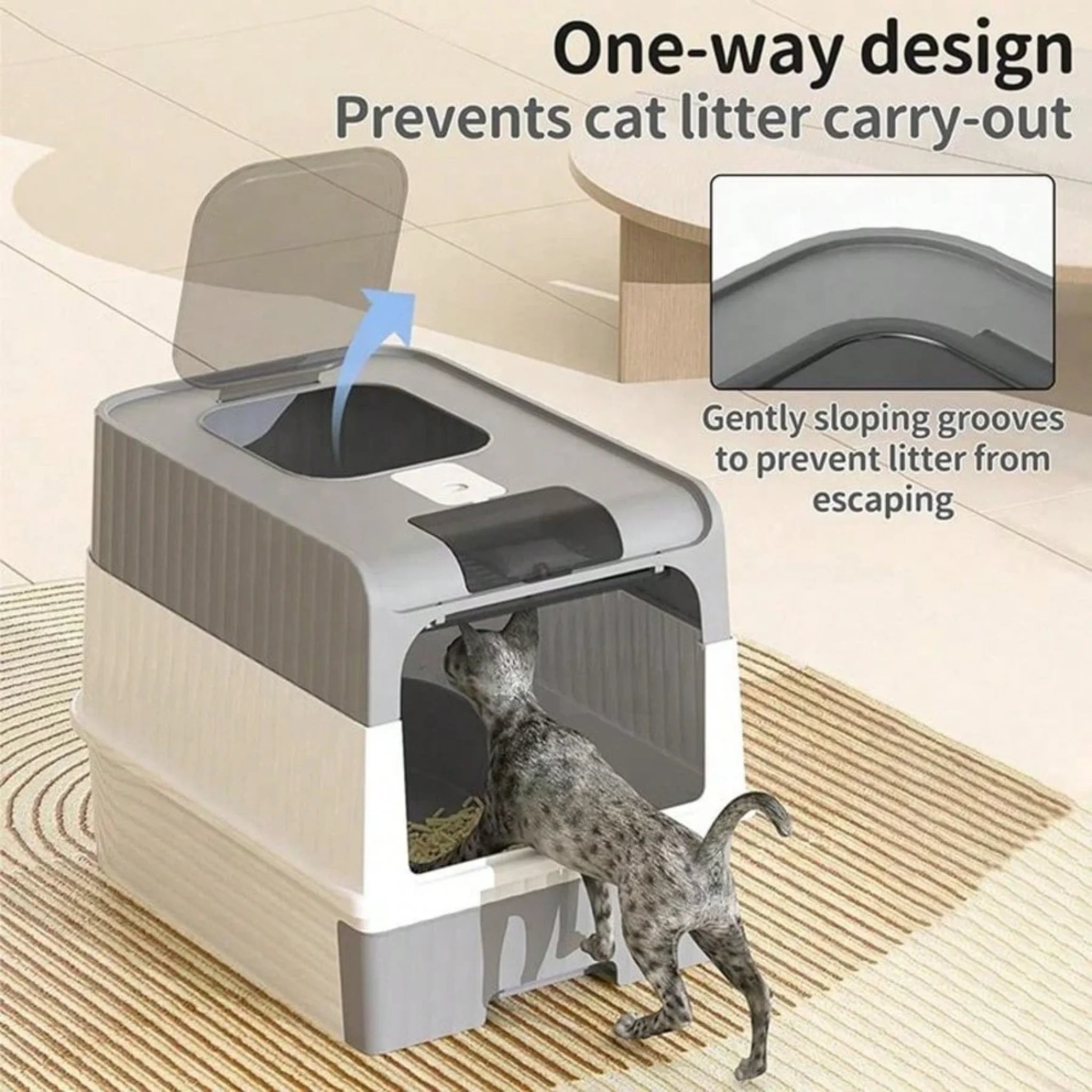 Modern Foldable Cat Litter Box with Privacy Lid - Storm Grey