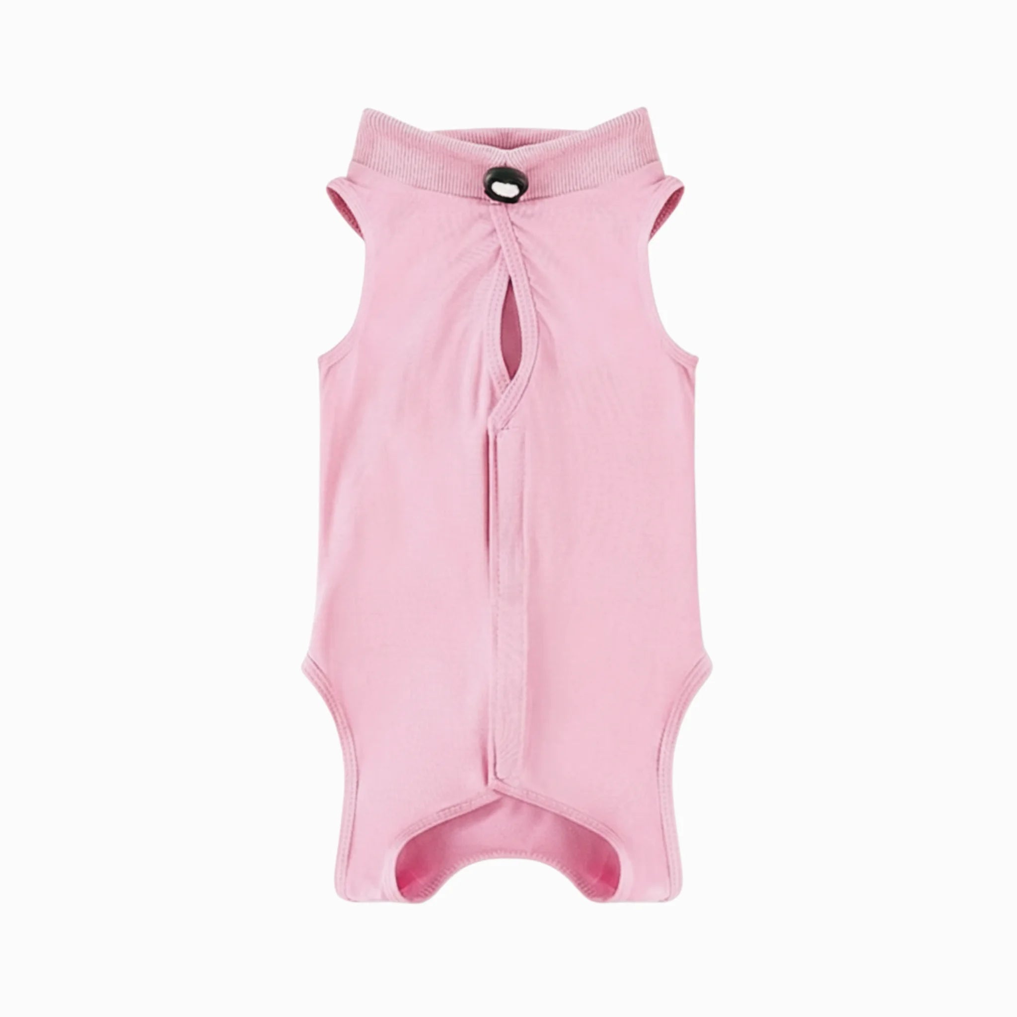 Pink sleeveless romper with a button Pet recovery suit, Pet product