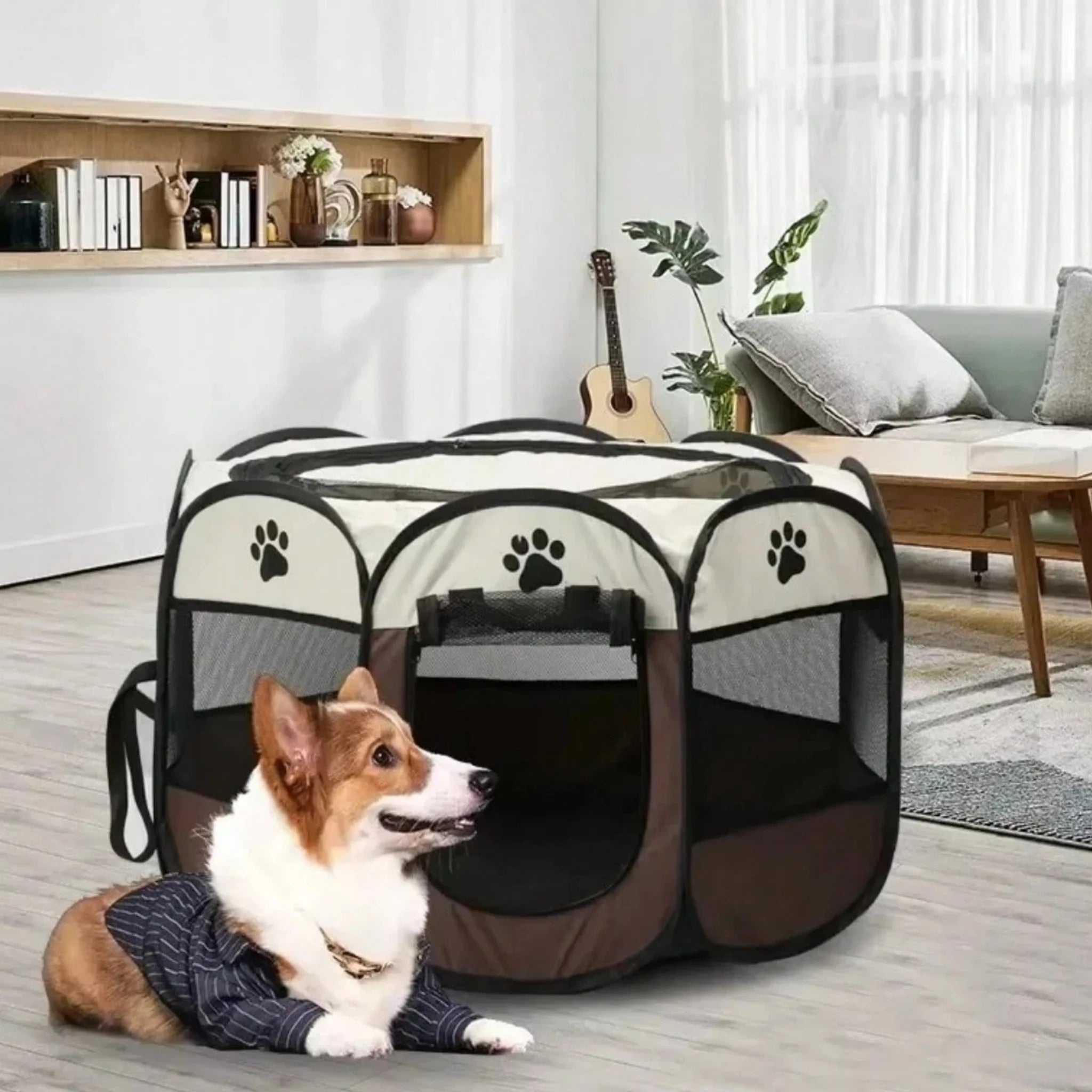 Cozy Foldable Pet Tent in Storm Grey and Cloud White