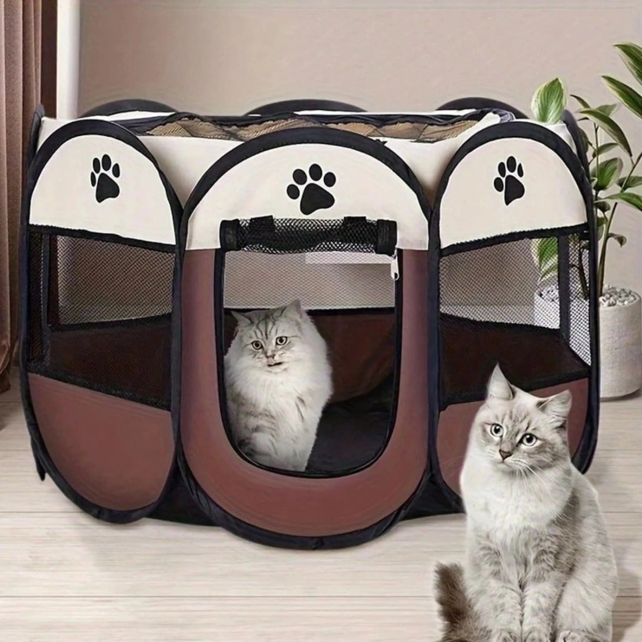 Cozy Foldable Pet Tent in Storm Grey and Cloud White