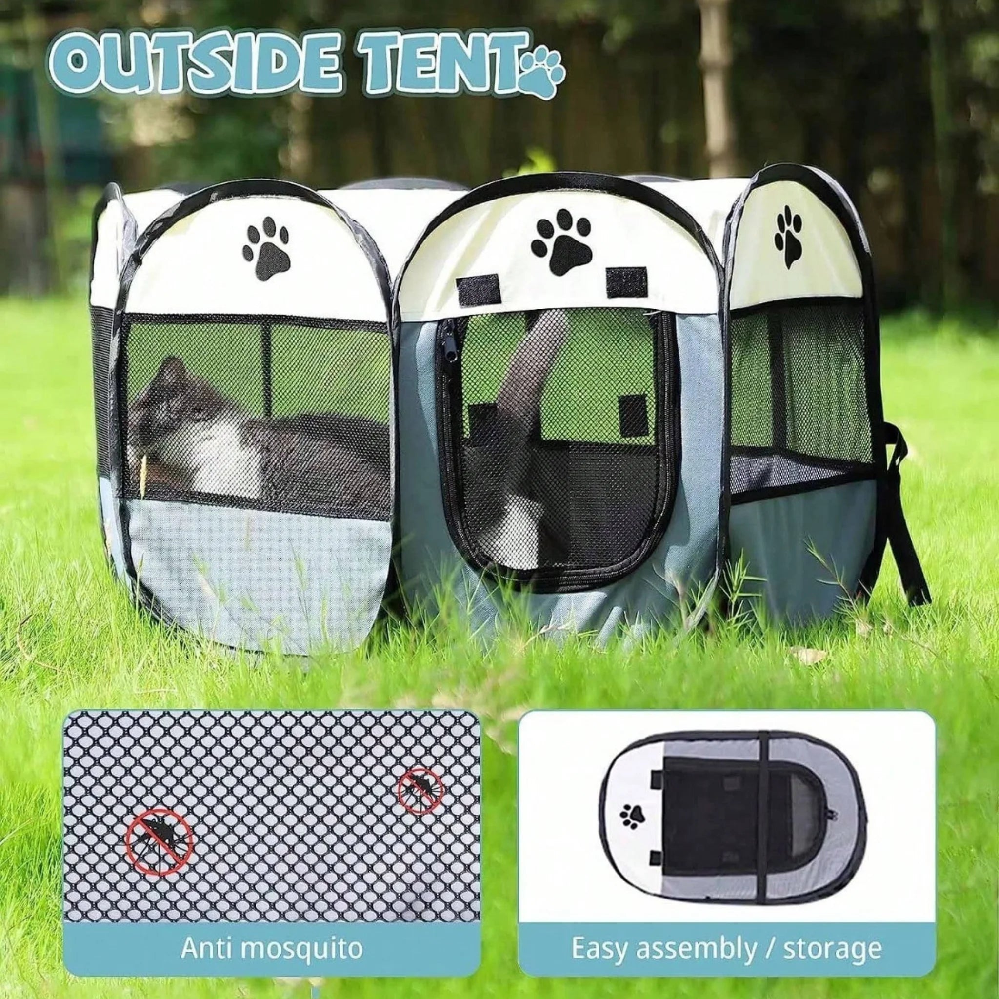 Cozy Foldable Pet Tent in Storm Grey and Cloud White