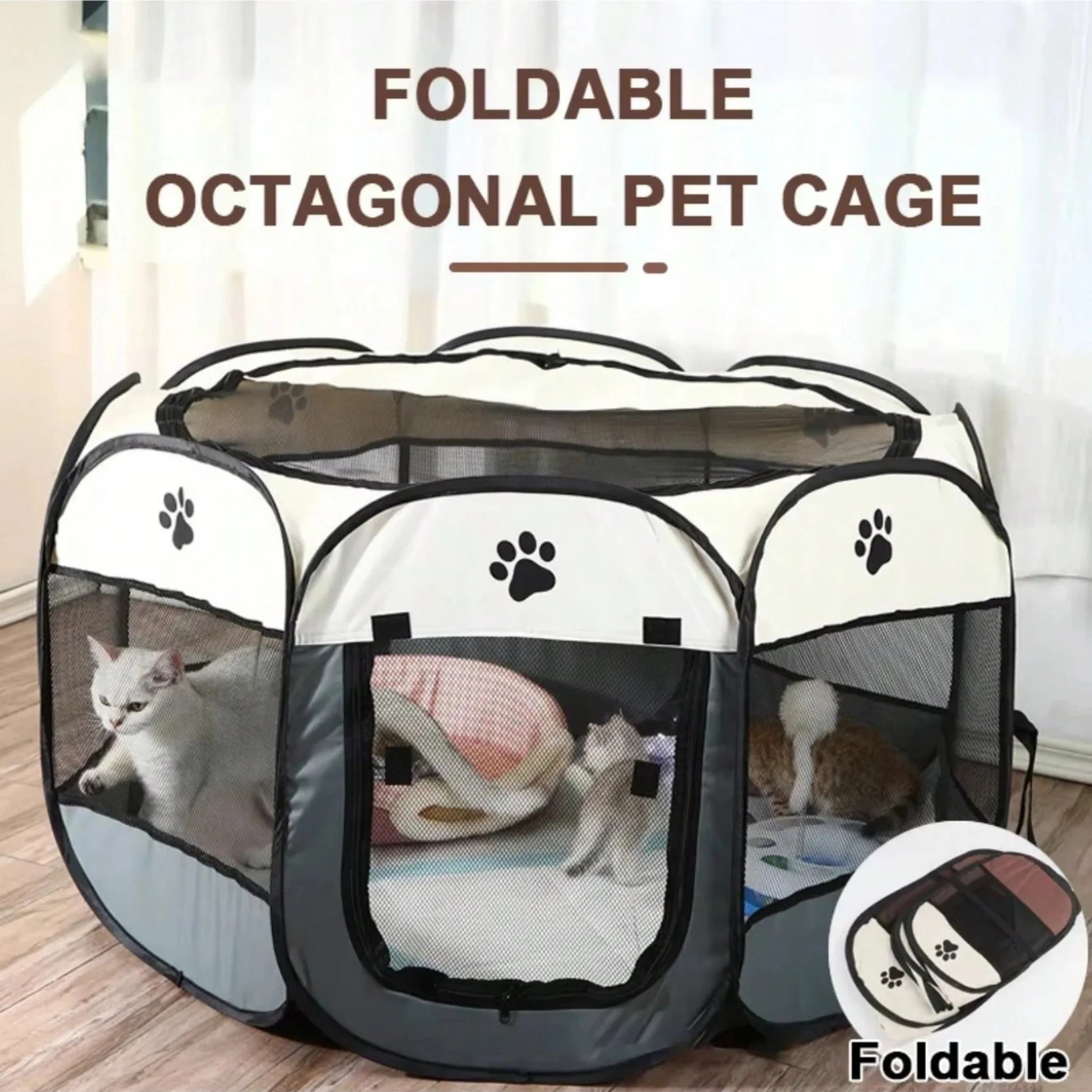 Cozy Foldable Pet Tent in Storm Grey and Cloud White