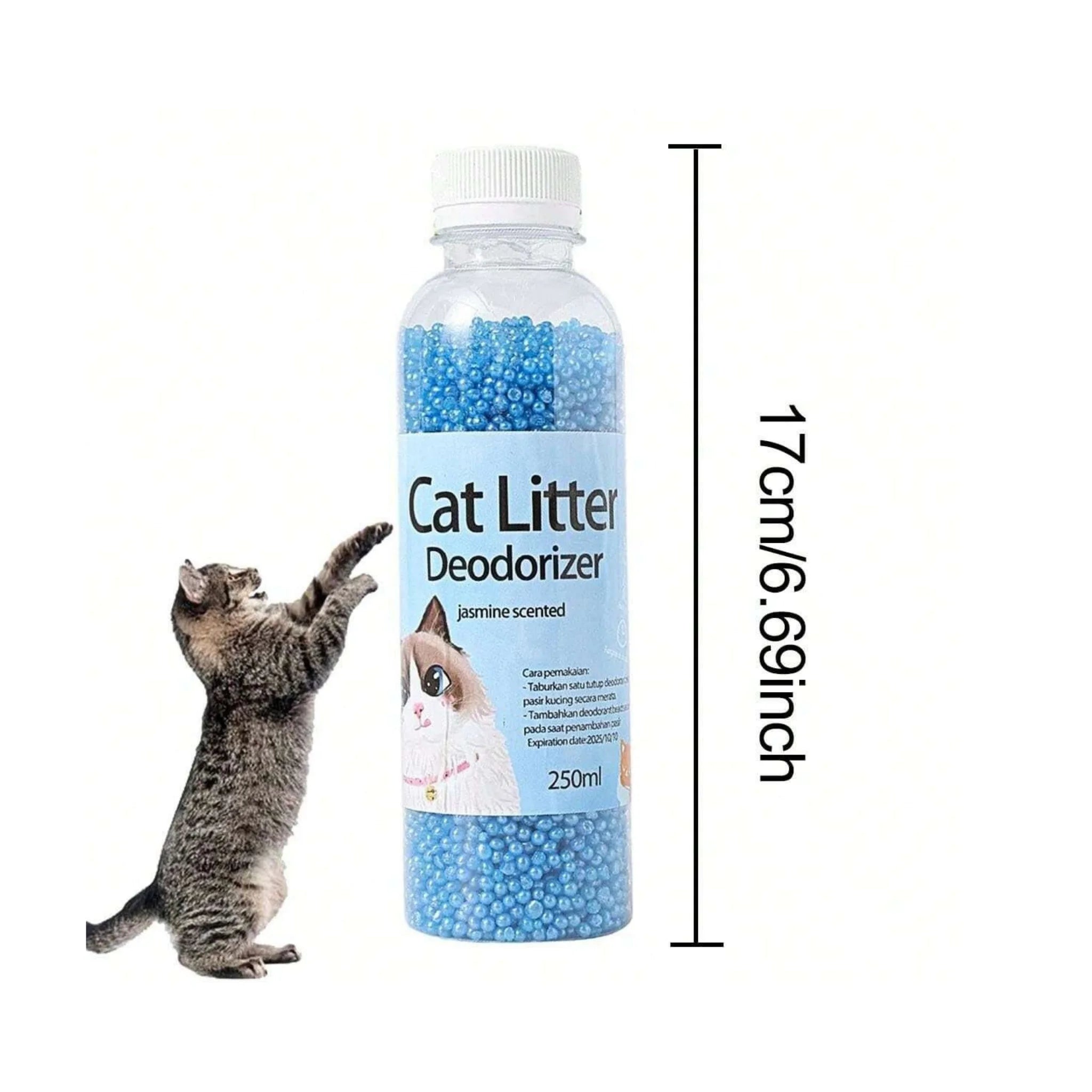 Odor-Eliminating Cat Litter Deodorant Beads - Pink Rose Scent - 250ml