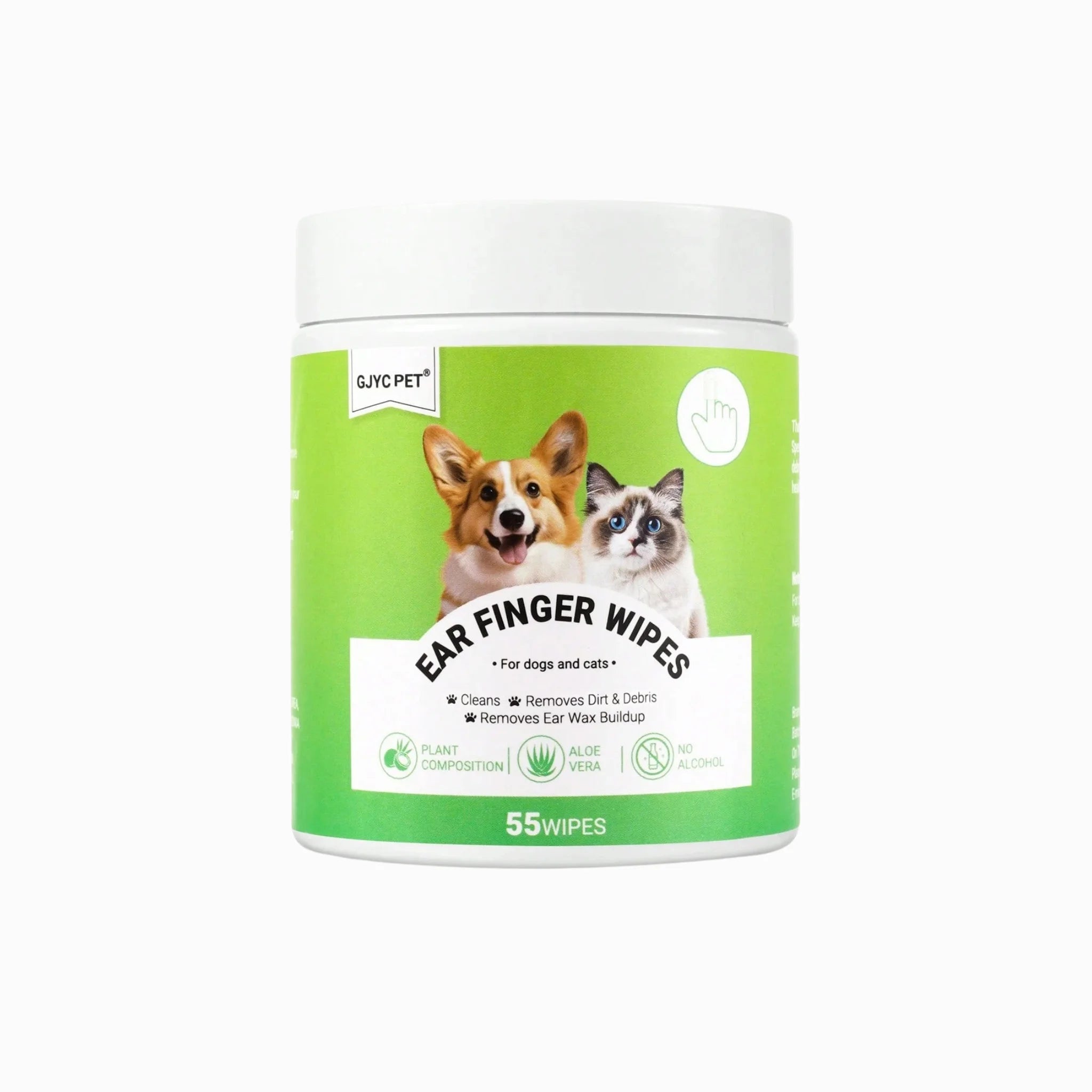 55 pcs ear finger wipes for dogs and cats with a green label, Pet product 