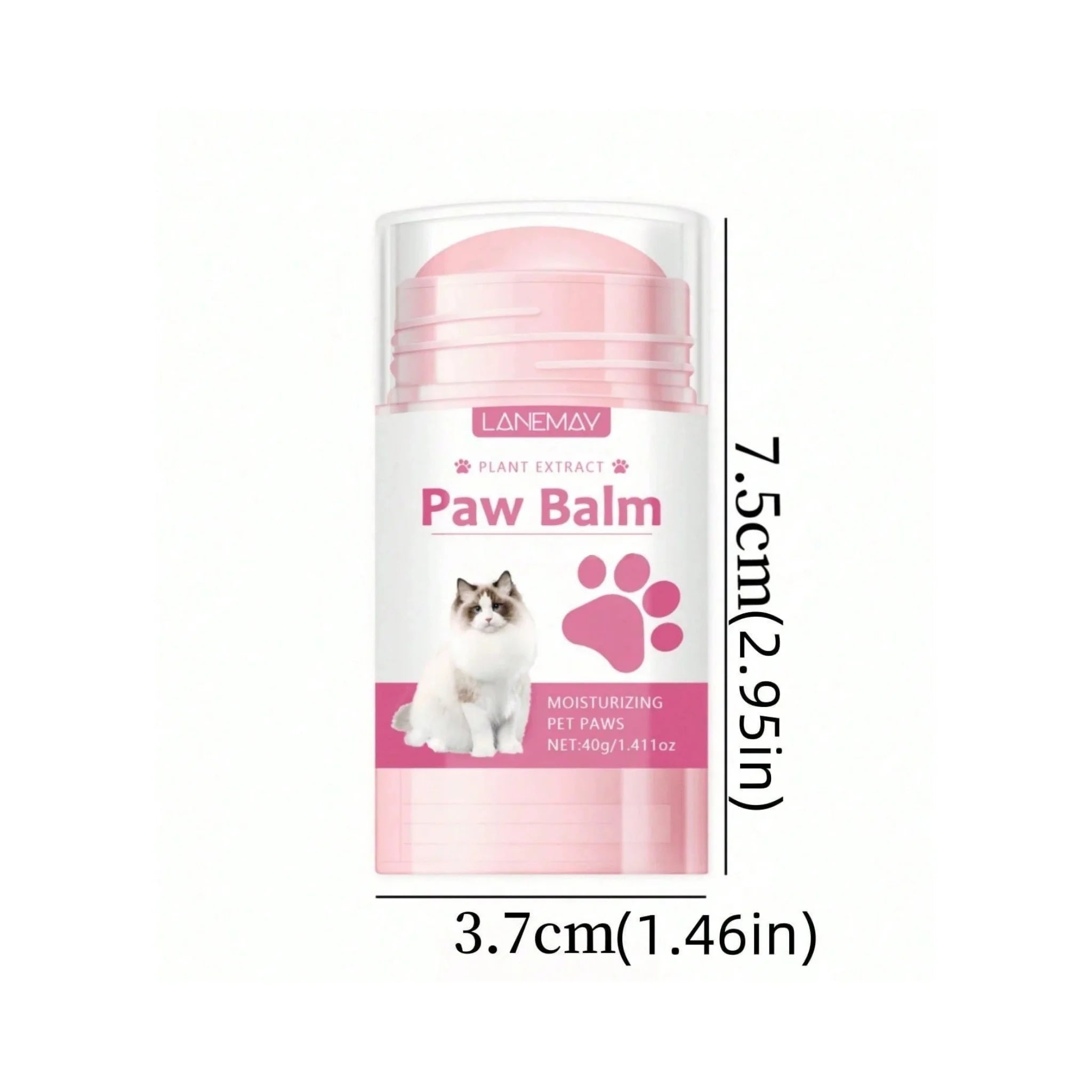 Lanemay Paw Balm for pets with a pink container on a white background, pet paw care