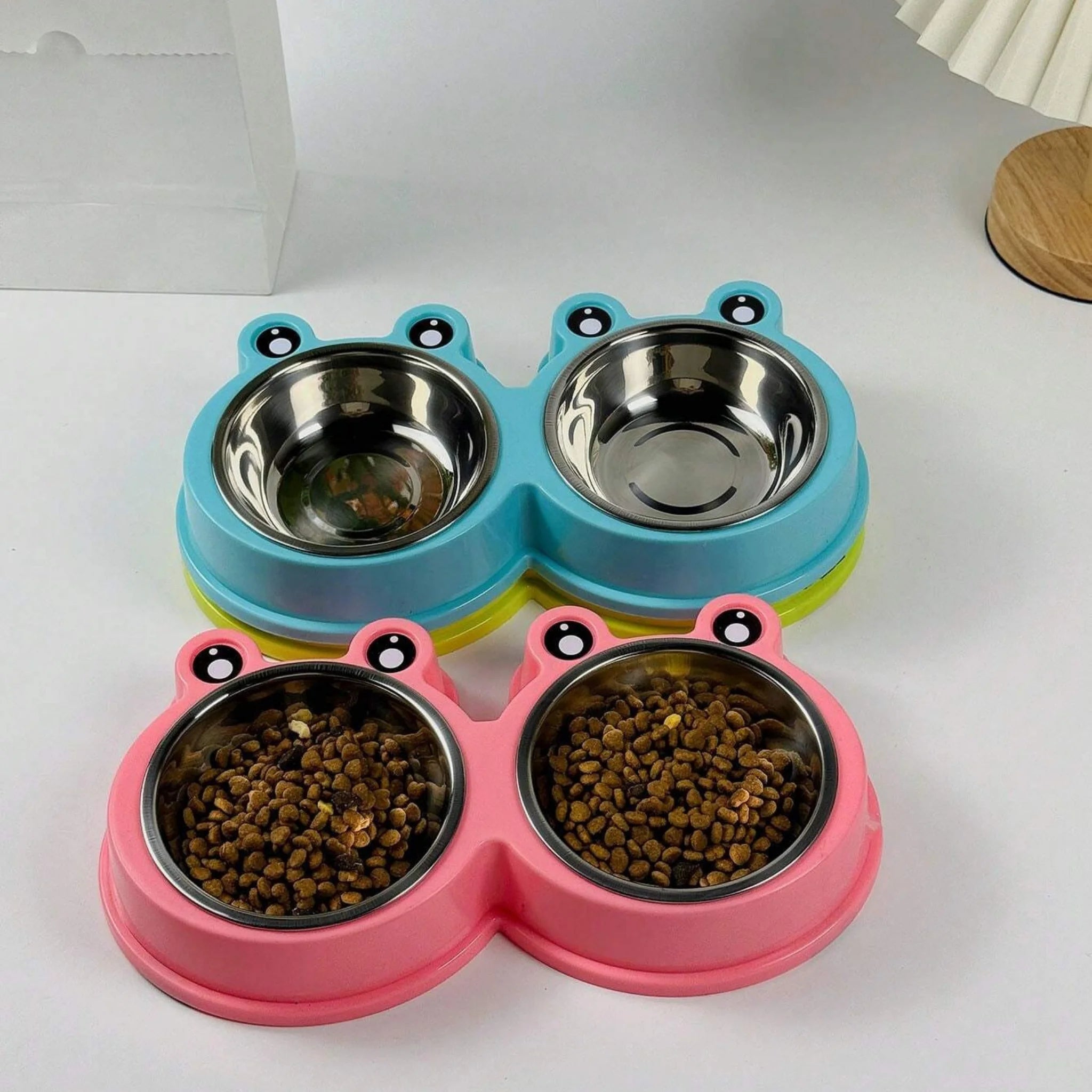 Dual Stainless Steel Pet Feeding & Water Bowls