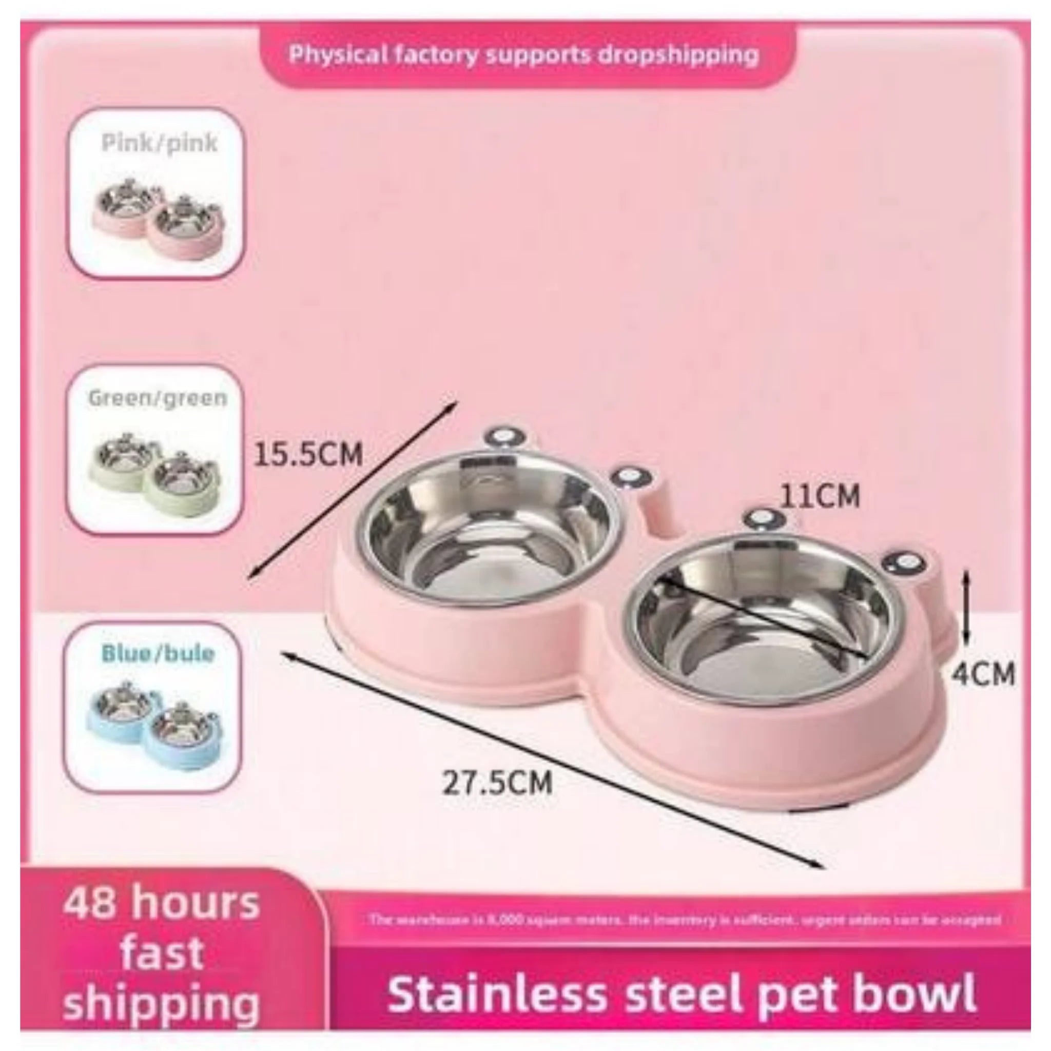 Dual Stainless Steel Pet Feeding & Water Bowls