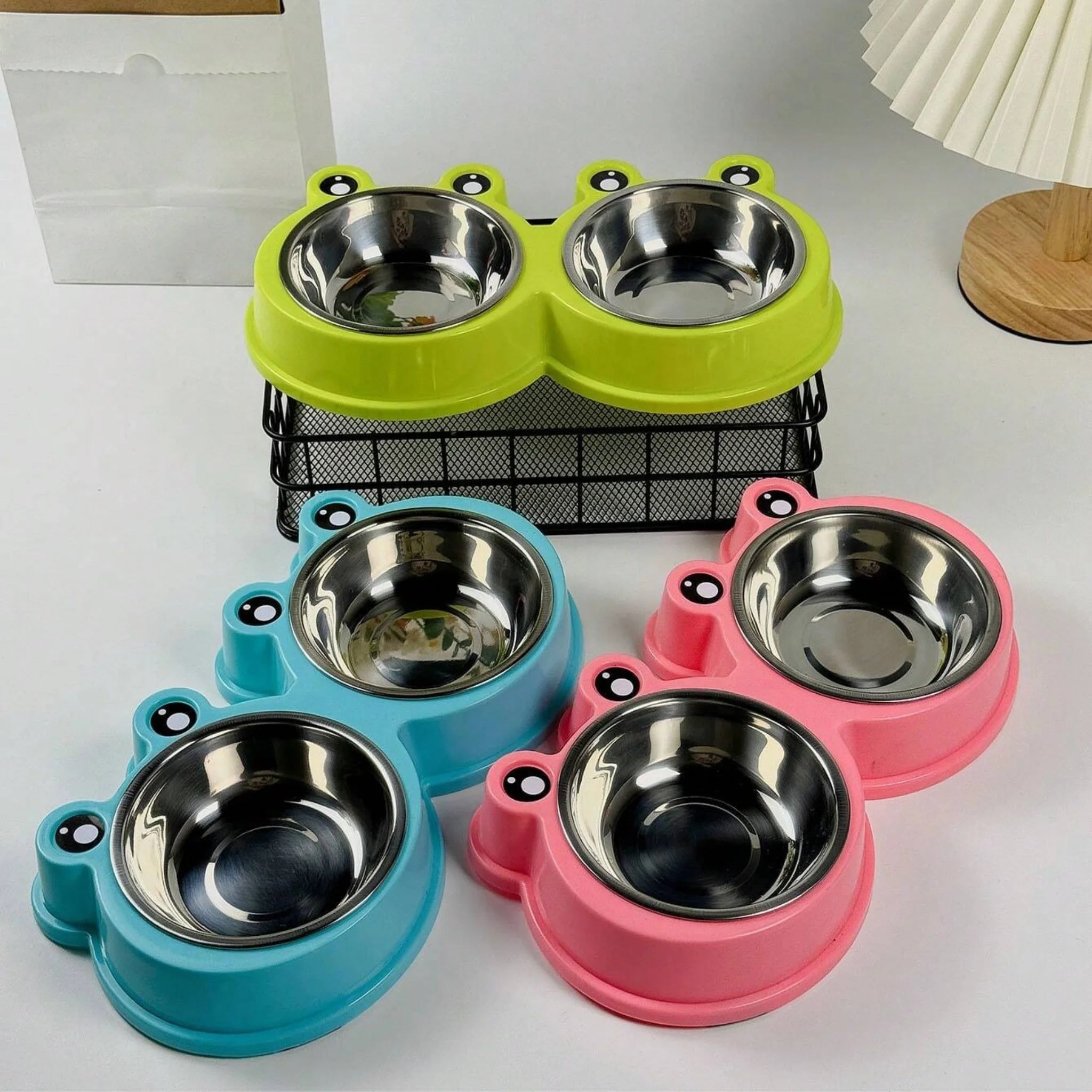 Dual Stainless Steel Pet Feeding & Water Bowls