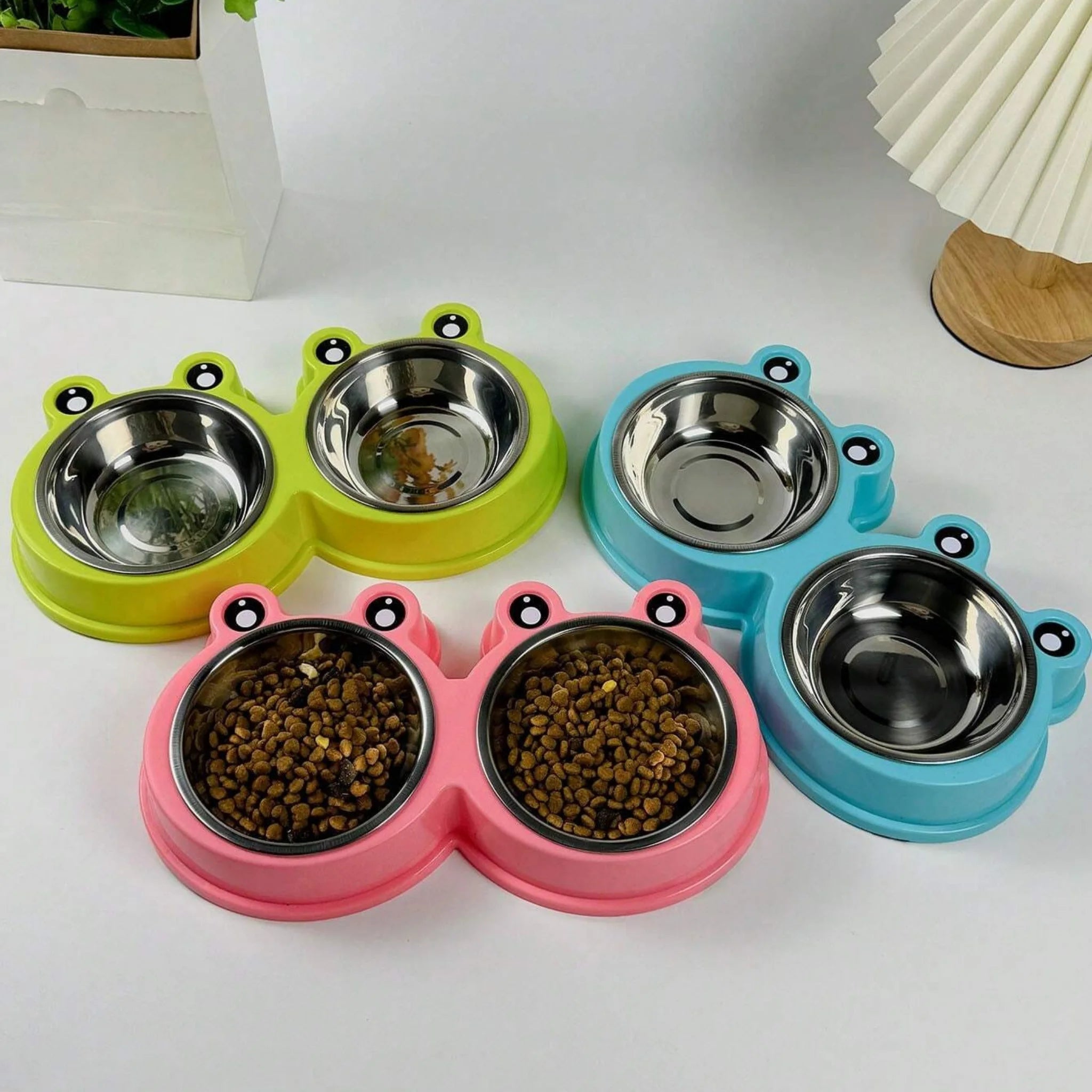 Dual Stainless Steel Pet Feeding & Water Bowls