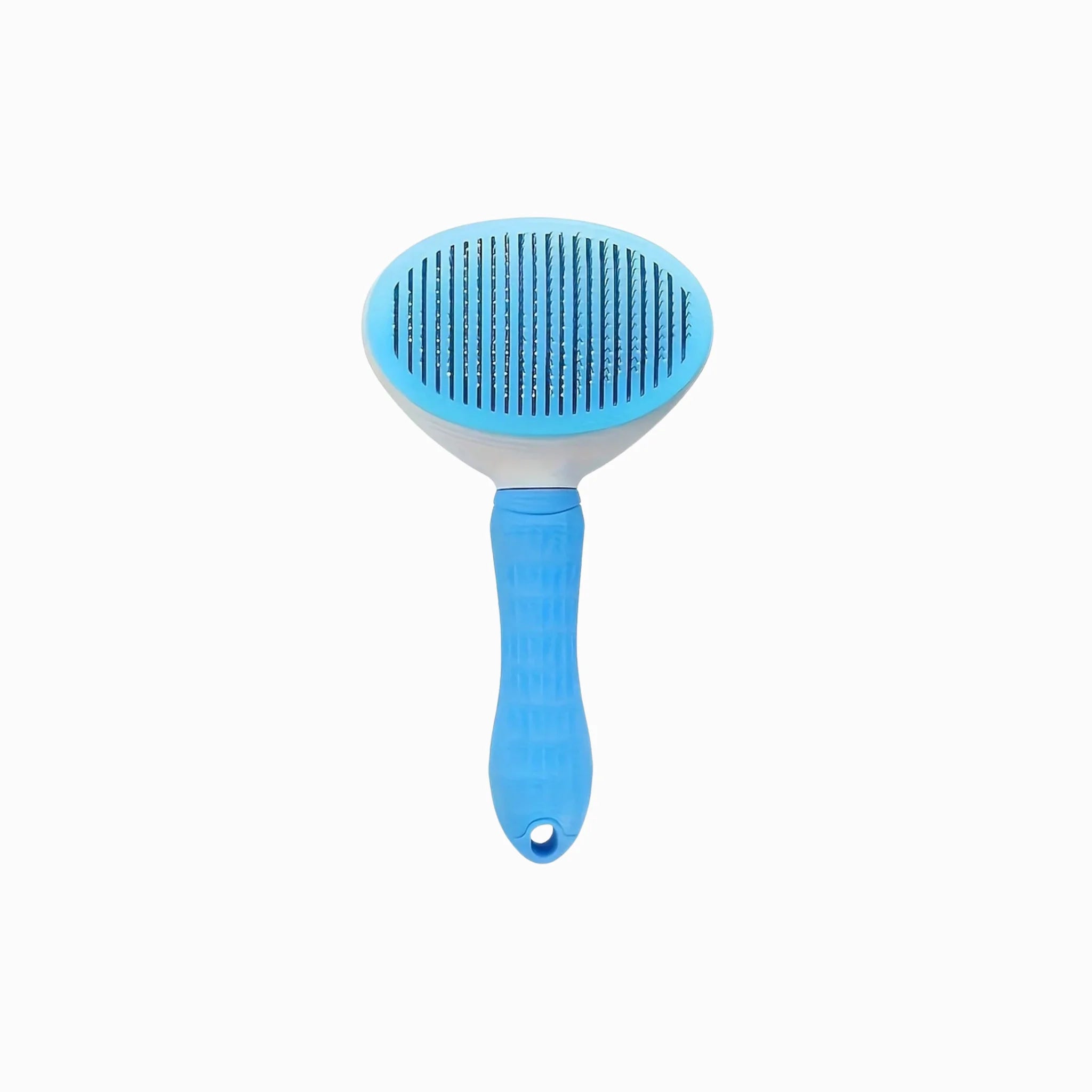 Blue pet grooming brush on a white background, Petsovo hair removal Brush
